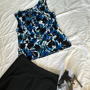 Calvin Klein floral Pleated Neck Sleeveless Top